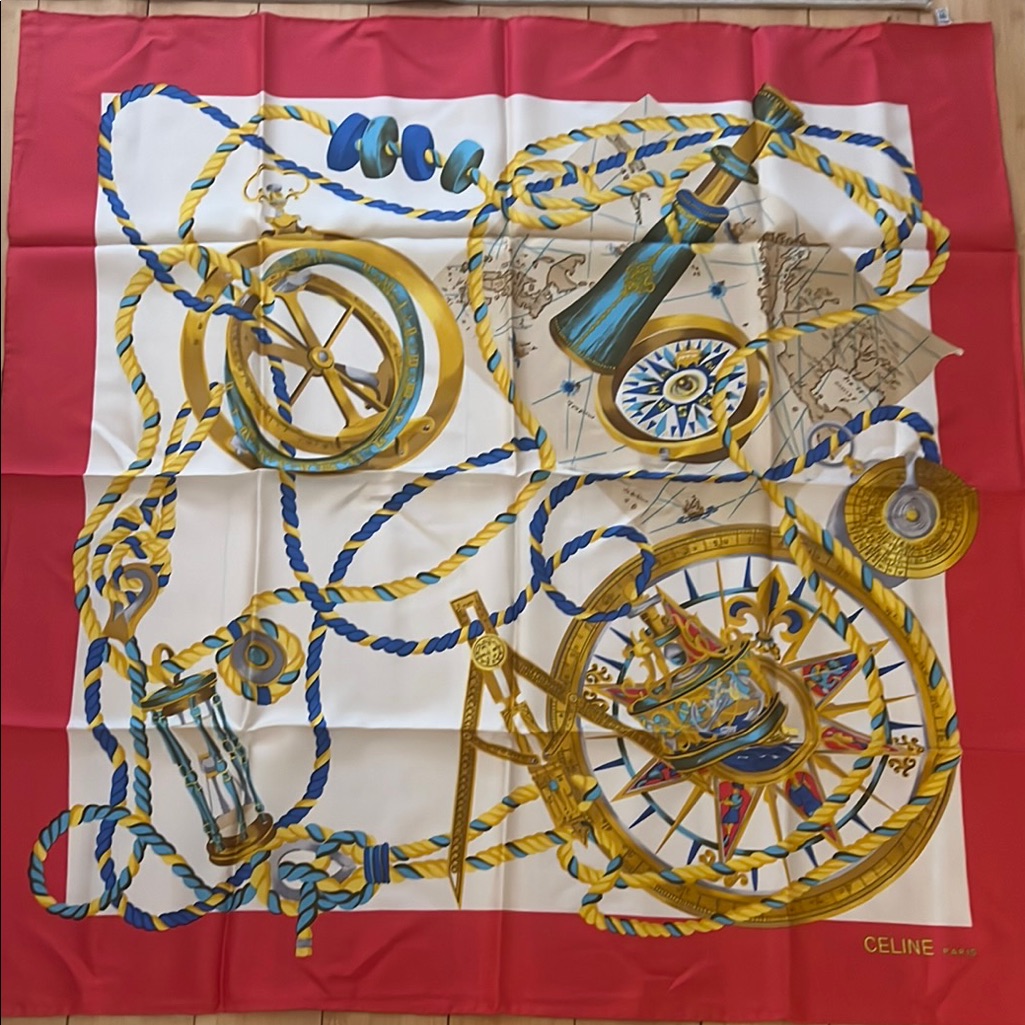 Celine Nautical Print Silk Scarf Celine Nautical Print Silk Scarf